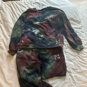 BYDYLN sweatshirt set dark blue tie dye